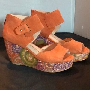 Sacha London Orange/print wedges